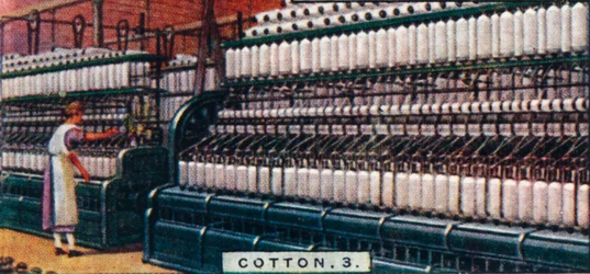 Bomull, 3. - Spinnmaskin, Lancashire, 1928