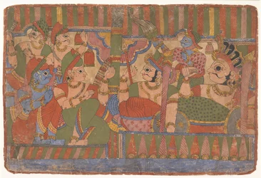 Council of Heroes...från en Dispersed Mahabharata Great Descendants of Mahabharata, ca. 1800.