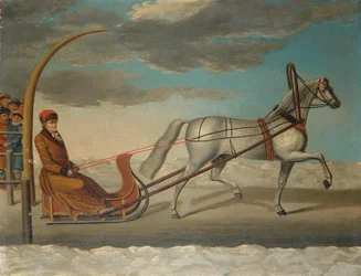 Greve Alexey Grigoryevich Orlov av Chesma på en hästdragen släde, 1778