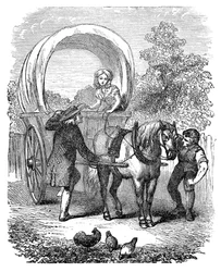 Lantbärarvagn med huv, c1882