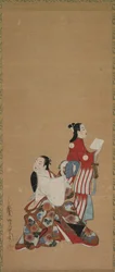 Kurtisan Oiran och skötare, 1615-1868.