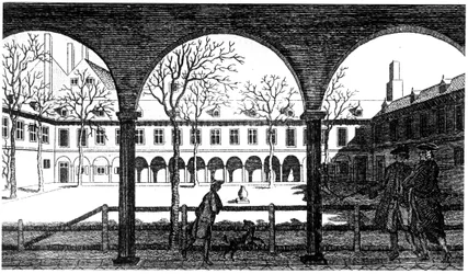 Courtyard of Gresham College, London, 1700-talet