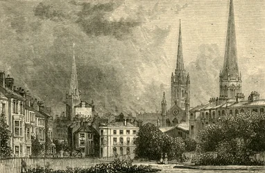 Coventry - The Spiers of Trinity, St. Michaels och Christ Church, 1898.
