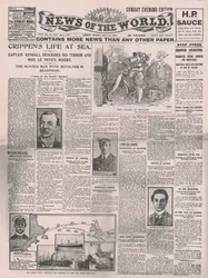 Crippens Life at Sea, förstasidan av News of the World, 31 juli 1910.