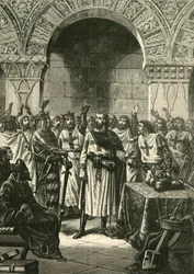 Korsfarare som utropar Godfrey av Bouillon till kung av Jerusalem, 1890.
