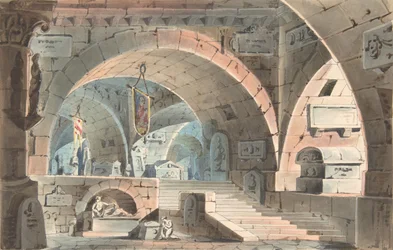Krypta med en knästående sörjande, 1830-40.
