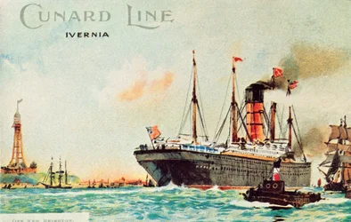 Cunard Line - Ivernia, utanför New Brighton, c1910.
