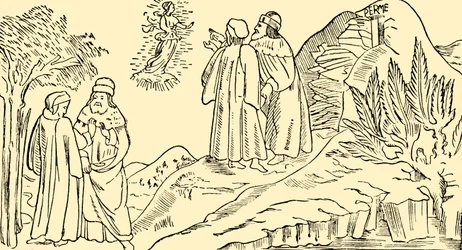 Dante i skärselden ser The Vision of Beatrice, c1930.