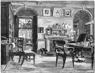 Darwins studerar vid Down House, hans hem nära Beckenham, Kent, 1883