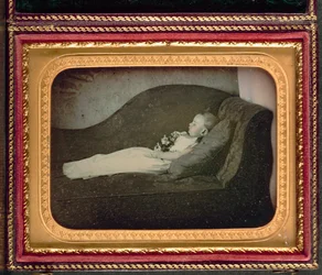 Dött barn på en soffa, ca. 1855.