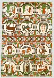 Decoration in Stora Råda Old Church, Västra Götaland, Sweden, 1928.