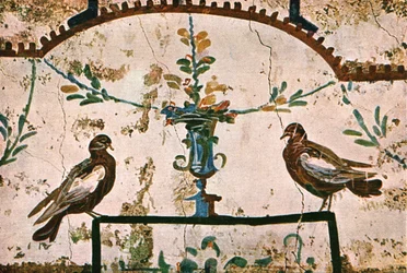 Dekoration i katakomberna i Praetextatus på Via Appia, Rom, Italien, 1928.
