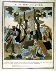 Skildring av St Francis Xavier 1506-1552, missionär som grundade jesuitorden, 1800-talet