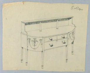 Design för skänk med nyklassisk prydnad, oktober 1900