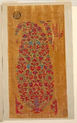 Design för vävd sjal med indianiserande motiv