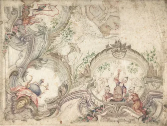 Design för en takdekoration med kinoserier, 1725-75.