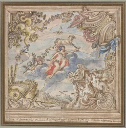 Design för ett tak: Mars and Aries, 1700-talet.