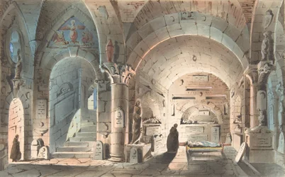 Design för en scen: Crypt Scene, 1830-40.