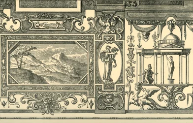 Design för en vägg- eller takdekoration i den groteska smaken, 1500-talet, 1881.