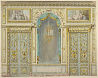 Design för väggdekorationen till Marie-Antoinettes lägenhet på Fontainebleau Palace