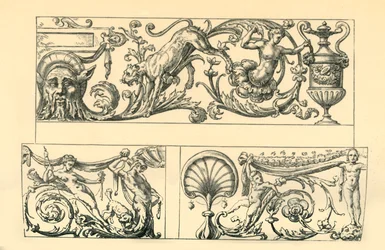 Design för groteska friser, 1500-talet, 1881.