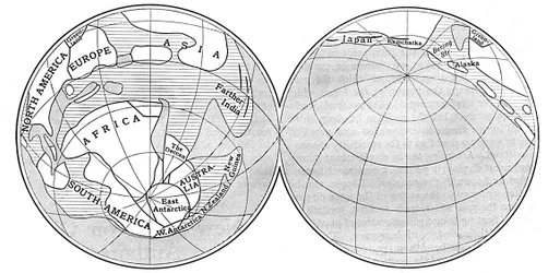 Diagram över jorden under karbonperioden, 1922