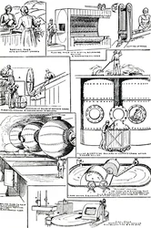 Diagram som illustrerar beredningen av trasor och espartogräs för papperstillverkning, c1917