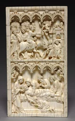 Diptyk med scener ur Kristi liv högerkanten: Entry into Jerusalem and Entombment, ca. 13