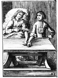 Direkt blodtransfusion från person till person utförd vid handleden, 1679