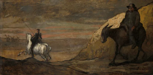 Don Quijote och väderkvarnarna, ca. 1850.