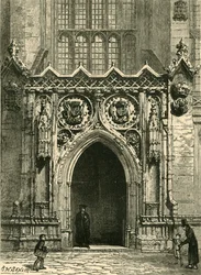 Dörröppningen till Kings College Chapel, 1898.