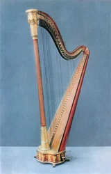 Dubbelpedalharpa tillverkad av Erard Frères, Paris, mitten av 1800-talet, 1948
