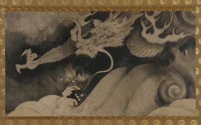 Drake, vågor och moln, Momoyama-perioden, 1568-1615.