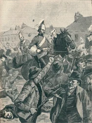 Dragoner och högländare sprider upprorsmakare i Belfast, 1872 1906.
