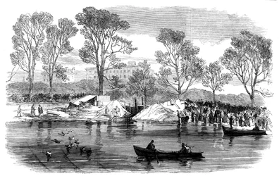 Dränering av Serpentine River, Hyde Park, London, 1869