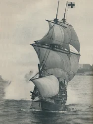 Drakes flaggskepp på sin resa runt jorden, replika, 1937