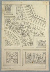 Ritning, design för ett tak, ca. 1800