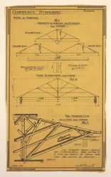 Ritning, design för ett massdriftshus designat av Hector Guimard, Framing Construction
