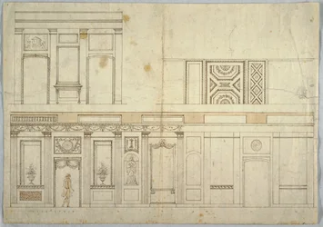 Ritning, design för en inredning, 1800–1820