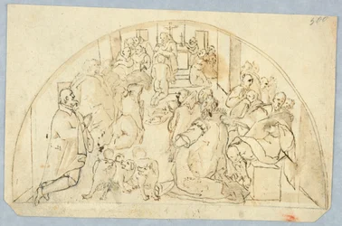 Ritning, Design för en överdörr, 1600–1800-talet