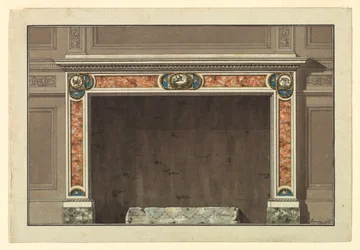 Ritning, höjd av en mantelpiece