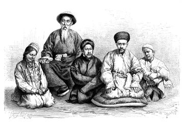 Dungans och Taranchis, typer och dräkter, c1890