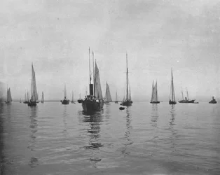 Tidig morgon på New York Bay, USA, c1900.