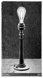 Edisons glödlampsglob i en bordslampa, 1891