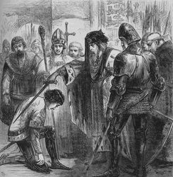 Edvard III dubbar den svarte prinsen till riddare, 1384, omkring 1880