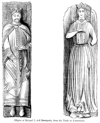 Bilder av Richard I och Berengaria, från graven vid Fontevrault Abbet, Frankrike