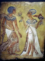 Egyptisk målning av en ung man och kvinna