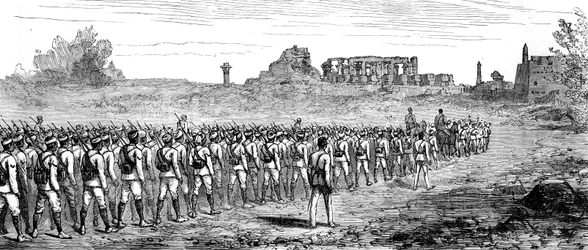 Egyptiska trupper vid Karnak, Egypten 1889