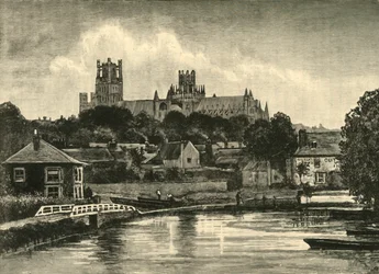 Ely-katedralen, från järnvägsbron, 1898.