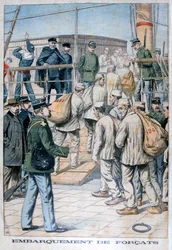 Ombordstigning av fångar till Franska Guyana, 1904